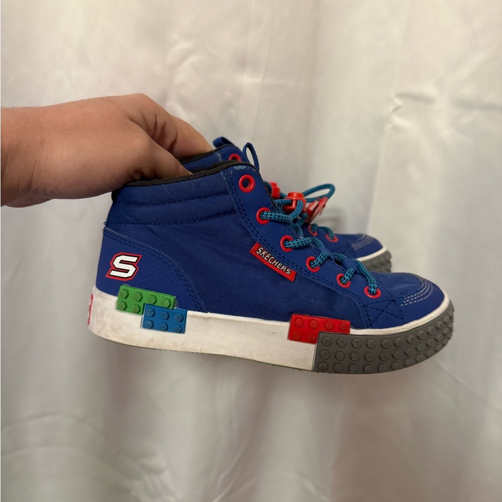 Skechers Kids Blue and Red High-Top Sneakers